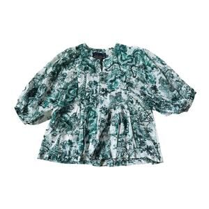 NEW Samantha Sung Safari Top Green White